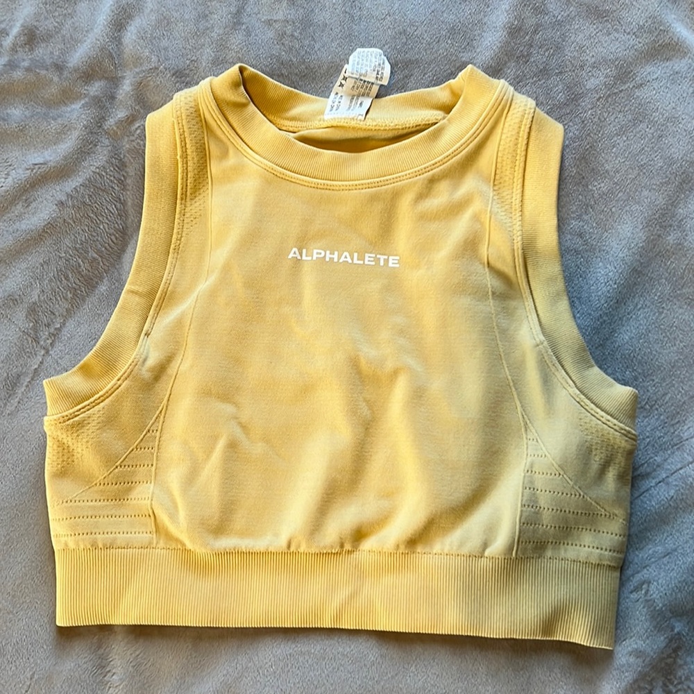 Summer Yellow Alphalete crop top